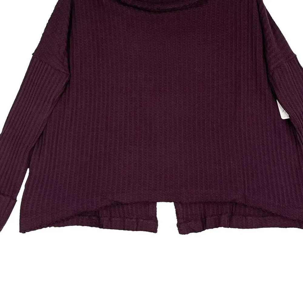 Free People Juicy Long Sleeves Top Sz M Split Back In Date Night Thermal Tunic